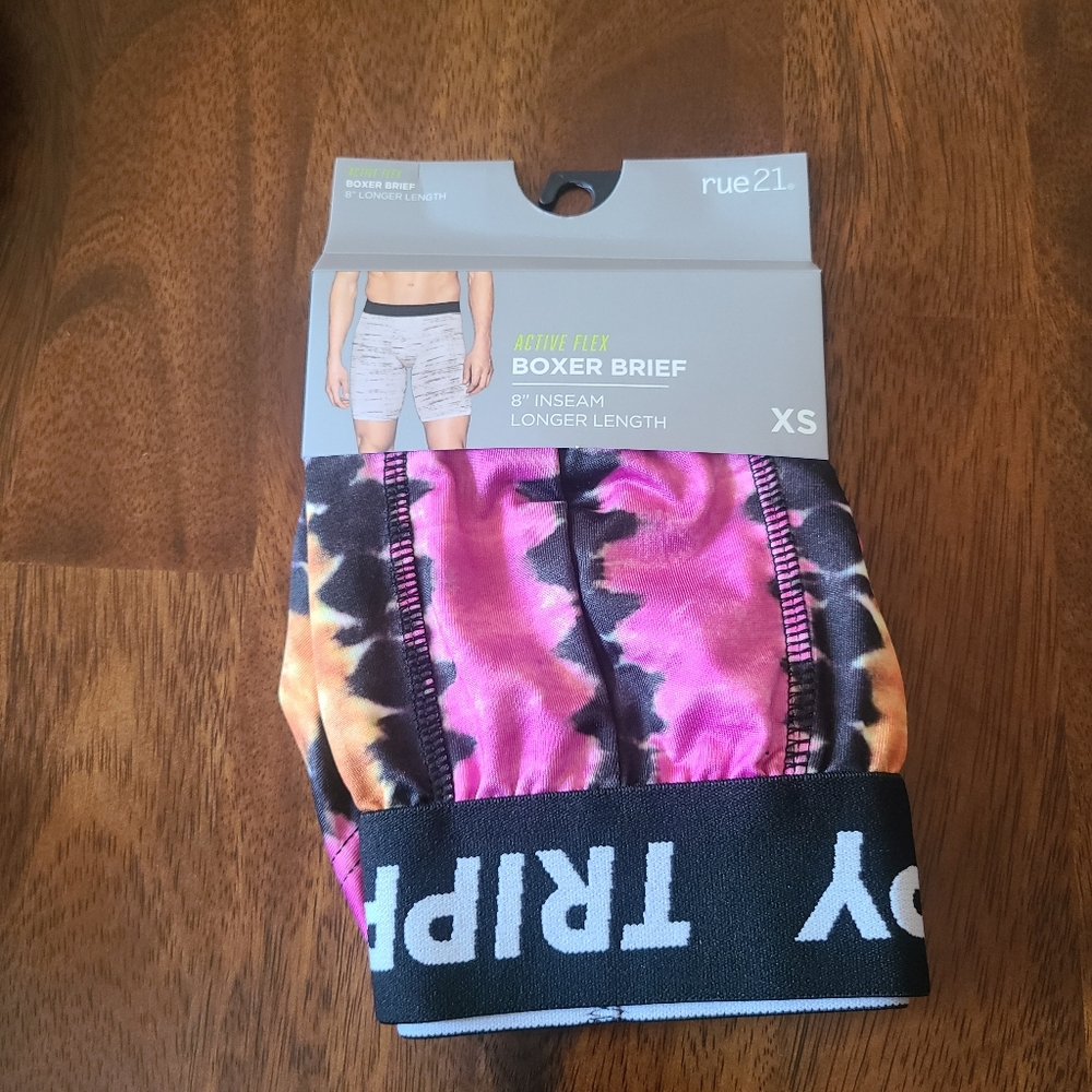 Rue21 Active Flex Boxer Briefs Men's Size XS 8" Inseam Purple "Trippy" NWT